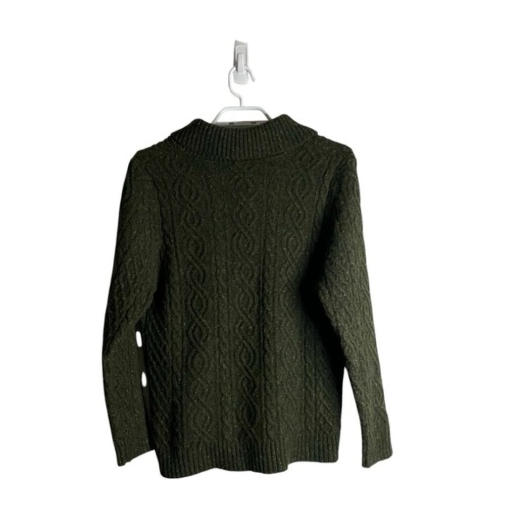 Benson Men's Green Shawl Collar Cable Knit Sweater - Picture 6 of 6